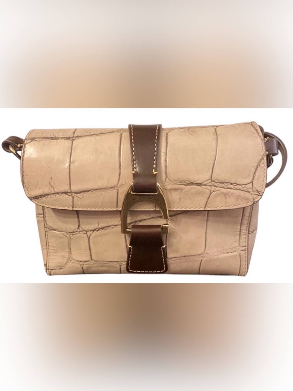 Dooney & Bourke Emerson Kyra Beige Croc-Embossed Crossbody - Picture 9 of 14